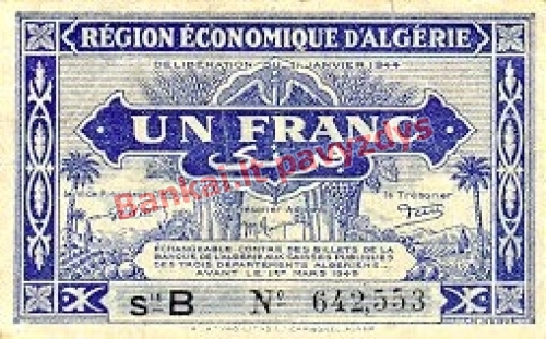 1 Franko banknoto priekinė pusė
