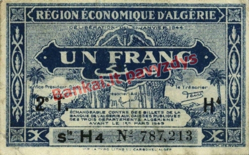 1 Franko banknoto priekinė pusė