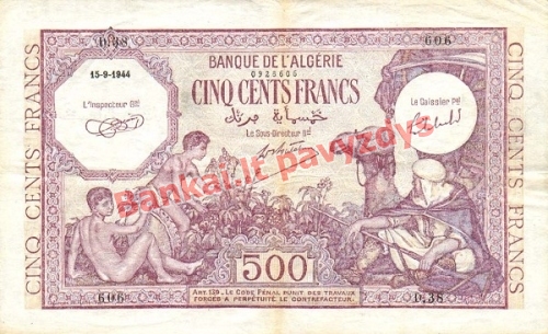 500 Frankų banknoto priekinė pusė