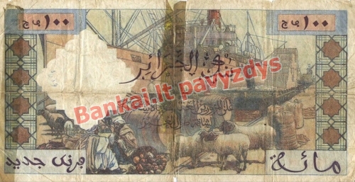 100 Naujųjų frankų banknoto galinė pusė