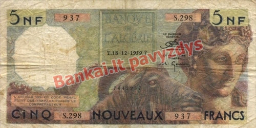 5 Naujųjų frankų banknoto priekinė pusė