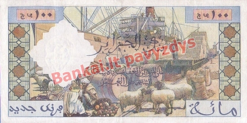 100 Naujųjų frankų banknoto galinė pusė