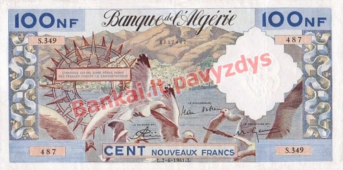 100 Naujųjų frankų banknoto priekinė pusė