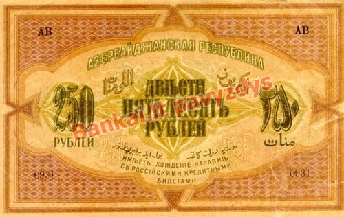 250 Rublių banknoto galinė pusė