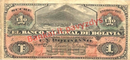 1 Bolivianų banknoto priekinė pusė