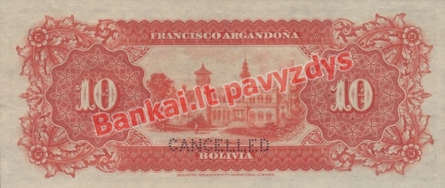 10 Bolivianų banknoto galinė pusė