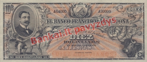 10 Bolivianų banknoto priekinė pusė