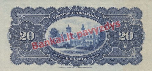 20 Bolivianų banknoto galinė pusė