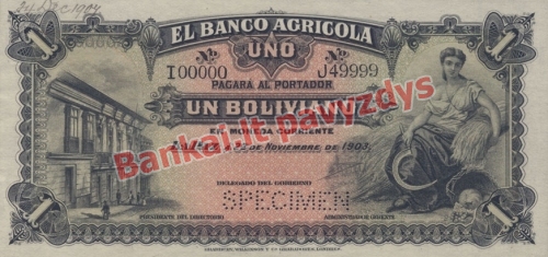 1 Bolivianų banknoto priekinė pusė