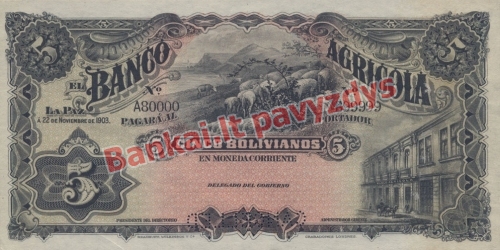5 Bolivianų banknoto priekinė pusė