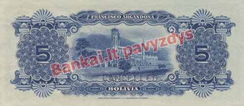 5 Bolivianų banknoto galinė pusė