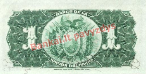 1 Bolivianų banknoto galinė pusė