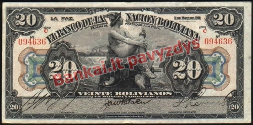 20 Bolivianų banknoto priekinė pusė