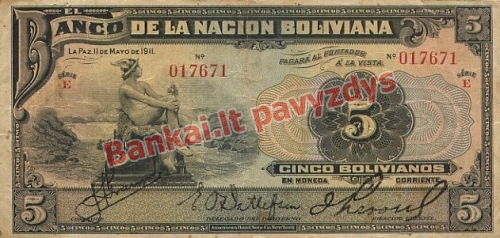 5 Bolivianų banknoto priekinė pusė