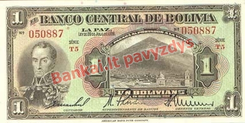 1 Bolivianų banknoto priekinė pusė