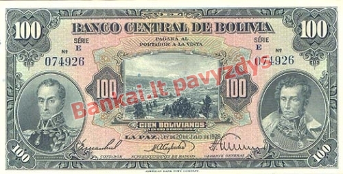 100 Bolivianų banknoto priekinė pusė