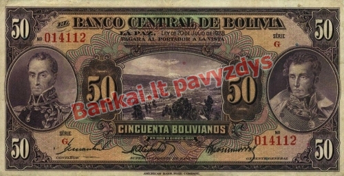 50 Bolivianų banknoto priekinė pusė