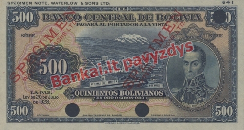 500 Bolivianų banknoto priekinė pusė