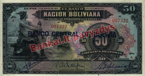 50 Bolivianų banknoto priekinė pusė