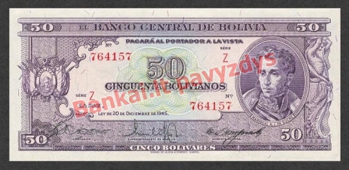 50 Bolivianų banknoto priekinė pusė