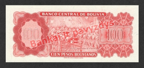 100 Pesos  banknoto galinė pusė