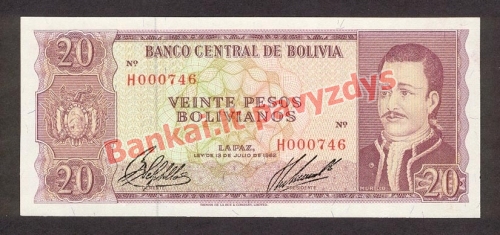 20 Pesos  banknoto priekinė pusė