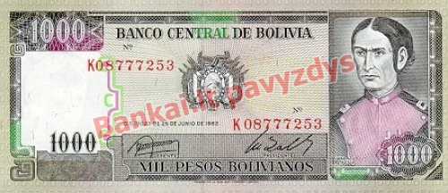 1000 Peso banknoto priekinė pusė
