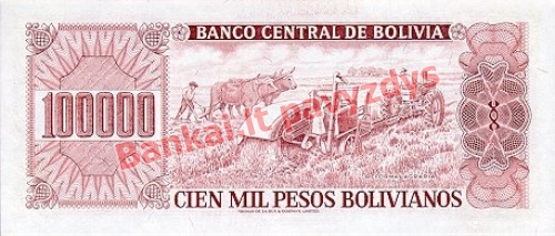 100000 Peso banknoto galinė pusė