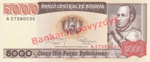 5000 Peso banknoto priekinė pusė