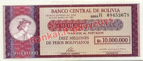10000000 Peso banknoto priekinė pusė