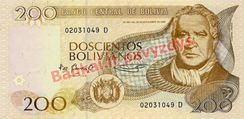 200 Bolivianų banknoto priekinė pusė