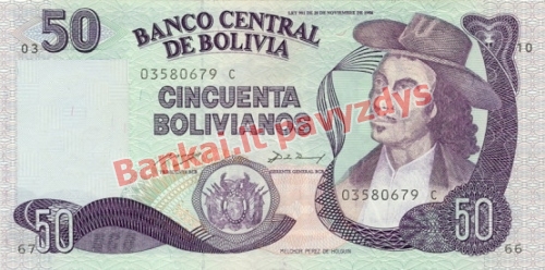 50 Bolivianų banknoto priekinė pusė