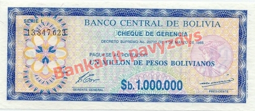 1 Bolivianų banknoto priekinė pusė