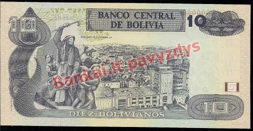 10 Bolivianų banknoto galinė pusė