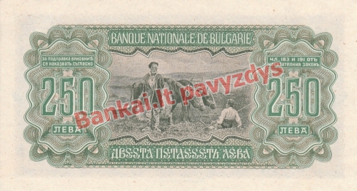 250 Levų banknoto galinė pusė