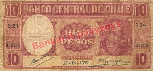 10 Pesų banknoto priekinė pusė