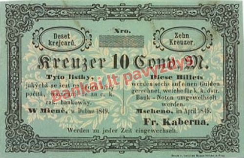 10 Kreuzerių banknoto priekinė pusė