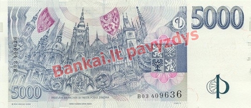 5000 Korunų banknoto galinė pusė