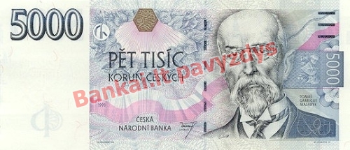 5000 Korunų banknoto priekinė pusė