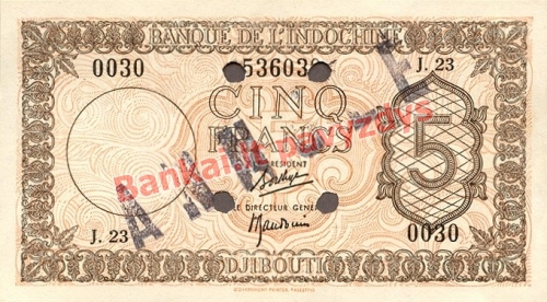 5 Frankų banknoto priekinė pusė