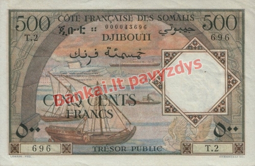 500 Frankų banknoto priekinė pusė