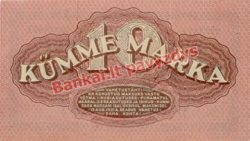 10 Markių banknoto galinė pusė