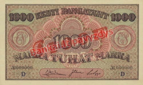 1000 Markių banknoto priekinė pusė