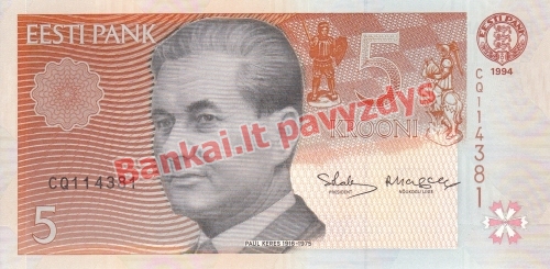 5 Kronų banknoto priekinė pusė