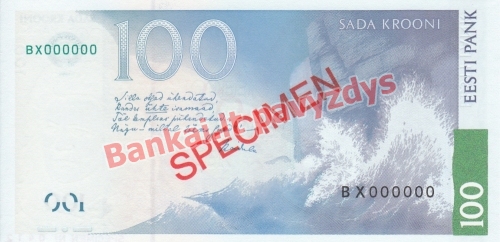 100 Kronų banknoto galinė pusė