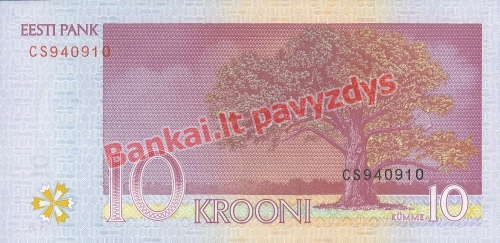 10 Kronų banknoto galinė pusė