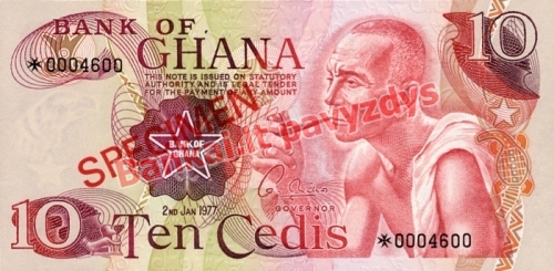 10 Sedžių banknoto priekinė pusė