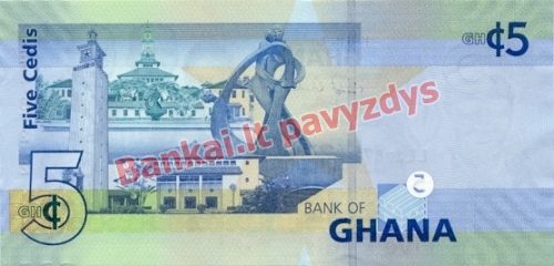 5 Sedžių banknoto galinė pusė