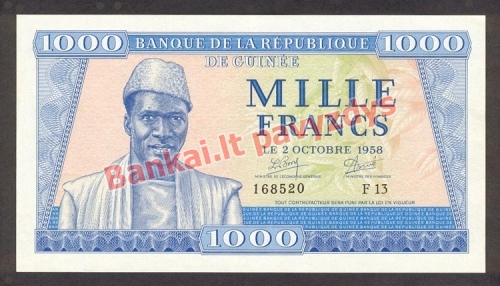 1000 Frankų banknoto priekinė pusė