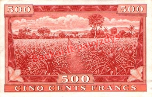 500 Frankų banknoto galinė pusė